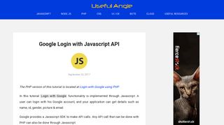Google Login with Javascript API - UsefulAngle.com