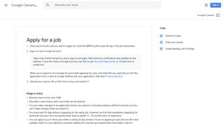 Apply for a job - Google Careers Help - Google Support