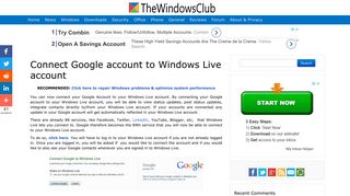 Connect Google account to Windows Live account - The Windows Club