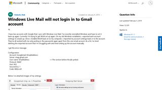 Windows Live Mail will not login in to Gmail account - Microsoft ...