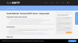 Gmail (Google Mail) authenticated SMTP server setup guide - AuthSMTP