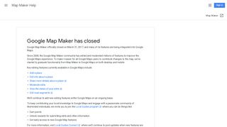 Google Map Maker has closed - Map Maker Help