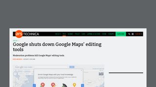 Google shuts down Google Maps' editing tools | Ars Technica
