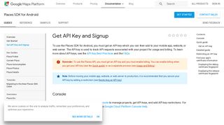 Get API Key and Signup | Places SDK for Android | Google Developers
