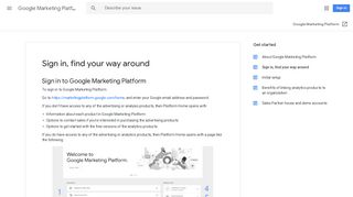 Sign in, find your way around - Google Marketing Platform Help