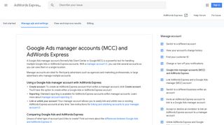 Google Ads manager accounts (MCC) and AdWords Express ...