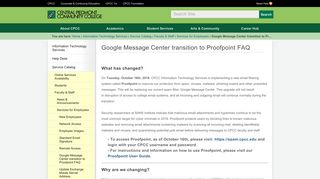 Google Message Center transition to Proofpoint FAQ — CPCC