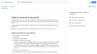 Add or remove an account - Pixel Phone Help - Google Support