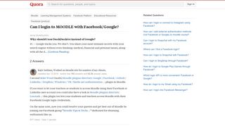 Can I login to MOODLE with Facebook/Google? - Quora