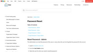 Password Reset in Zoho Mail