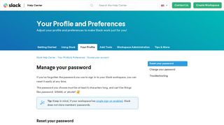 Manage your password – Slack Help Center