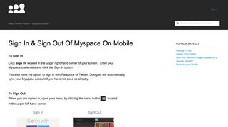 Sign In & Sign out of Myspace on Mobile – Help Center