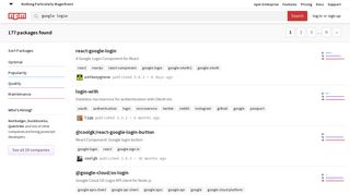 google login - npm search