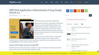 PHP Web Application Authentication Using Google OAuth 2.0 ...