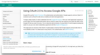 Using OAuth 2.0 to Access Google APIs | Google Identity Platform ...