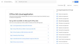 Office 365 cloud application - G Suite Admin Help - Google Support
