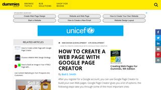 How to Create a Web Page with Google Page Creator - dummies