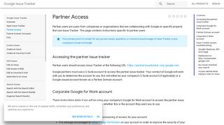 Partner Access | Google Issue Tracker | Google Developers