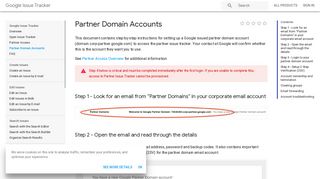 Partner Domain Accounts | Google Issue Tracker | Google Developers