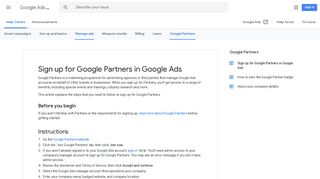 Sign up for Google Partners in Google Ads - Google Ads Help