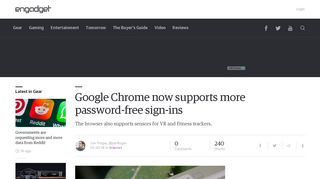 Google Chrome now supports more password-free sign-ins - Engadget