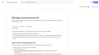 Manage saved passwords - Computer - Google Chrome Help