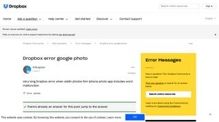 Solved: Dropbox error google photo - Dropbox Community - 301713