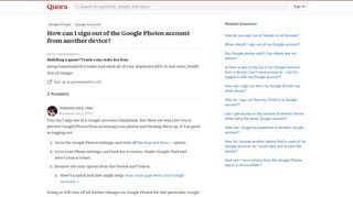 How to sign out of the Google Photos account from another device ...