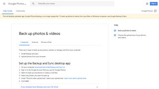 Back up photos & videos - Computer - Google Photos Help