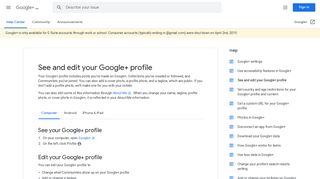 See and edit your Google+ profile - Computer - Google+ Help