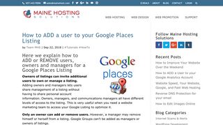 How to ADD a user to your Google Places Listing