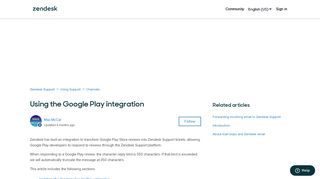 Using the Google Play integration – Zendesk Support