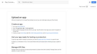 Upload an app - Play Console Help - Google Support
