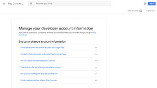 Manage your developer account information - Play Console Help