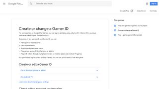 Create or change a Gamer ID - Google Play Help - Google Support