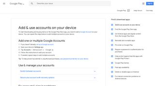 Add & use accounts on your device - Google Play Help - Google Support