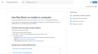 Use Play Music on mobile or computer - Google Play Music Help