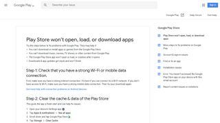 Play Store won't open, load, or download apps - Google Play Help