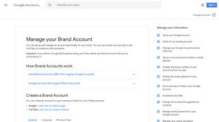 Manage your Brand Account - Android - Google Account Help