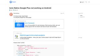 Ionic Native Google Plus not working on Android - ionic-v3 - Ionic ...