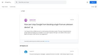 How can I stop Google from blocking a login from an unknown device ...