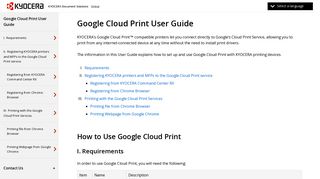 Google Cloud Print User Guide | KYOCERA Document Solutions