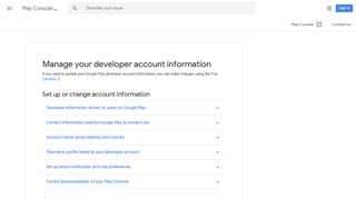 Manage your developer account information - Play ... - Google Support