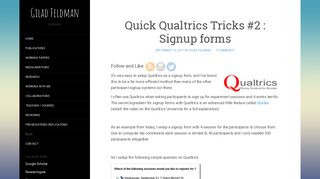 Quick Qualtrics Tricks #2 : Signup forms | Gilad Feldman