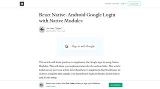 React Native-Android Google Login with Native Modules - Medium