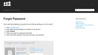 Forgot Password – Help Center
