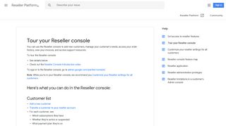 Tour your Reseller console - Reseller Platform Help - Google Support