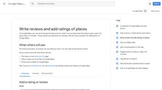 Write reviews and add ratings of places - Computer - Google Maps Help