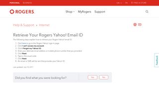 Retrieve your Rogers email ID - Rogers