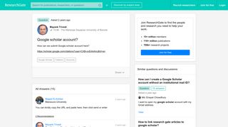 Google scholar account? - ResearchGate